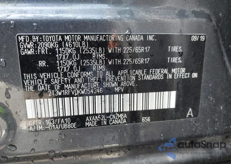 2019 Toyota Rav4 Xle from USA, damaged, VIN 2T3W1RFV0KW054346